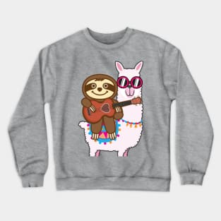 Sloth Llama Ukulele Crewneck Sweatshirt